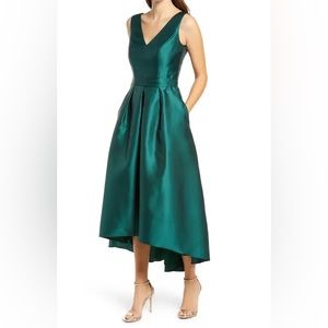 NWT Alfred Sung Satin High/Low Gown in Hunter, Size 10